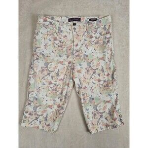 Gloria Vanderbilt Women's Size 12 Skimmer Pastel Print Capris Pants 16" Inseam